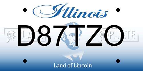 D87TZO Illinois License Plate