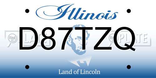 D87TZQ Illinois License Plate