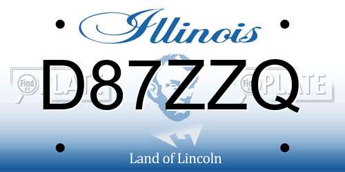 D87ZZQ Illinois License Plate