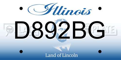 D892BG Illinois License Plate