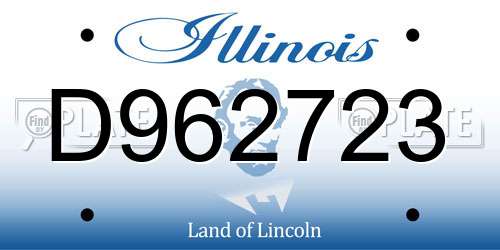 D962723 Illinois License Plate