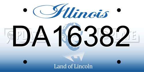 DA16382 Illinois License Plate
