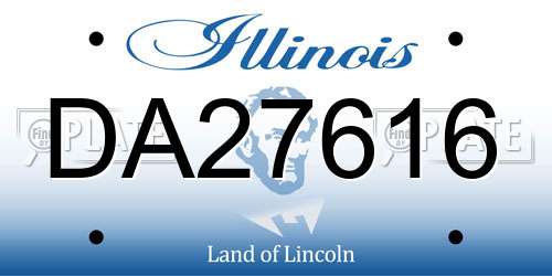 DA27616 Illinois License Plate