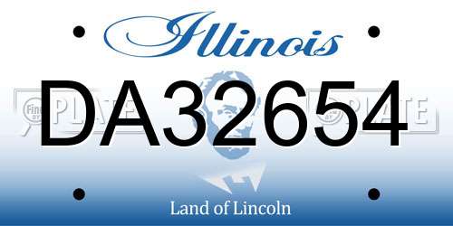 DA32654 Illinois License Plate