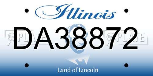 DA38872 Illinois License Plate