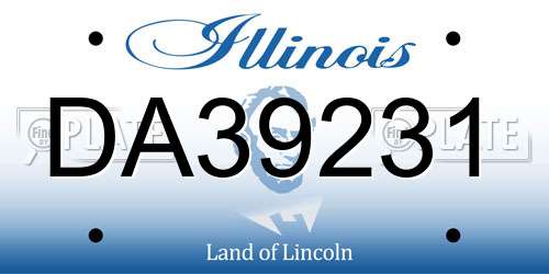 DA39231 Illinois License Plate