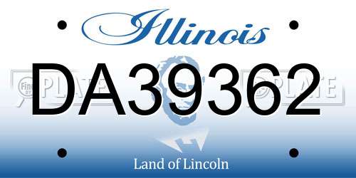 DA39362 Illinois License Plate