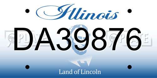 DA39876 Illinois License Plate