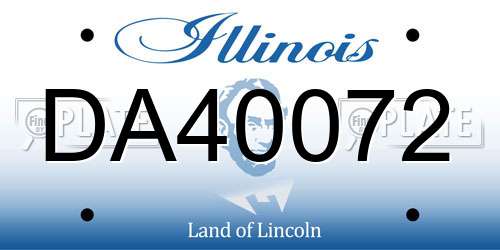 DA40072 Illinois License Plate