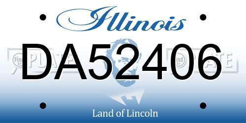 DA52406 Illinois License Plate