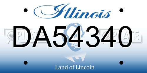 DA54340 Illinois License Plate