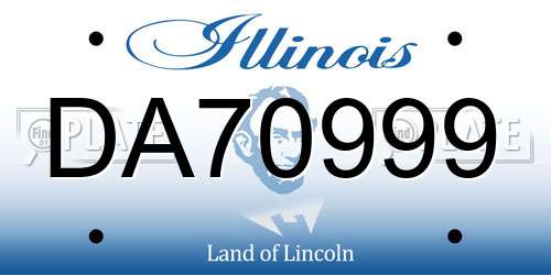 DA70999 Illinois License Plate