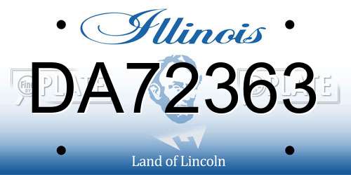DA72363 Illinois License Plate