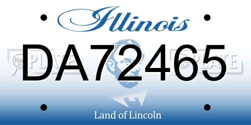 DA72465 Illinois License Plate