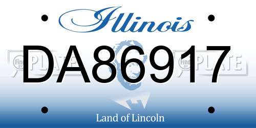 DA86917 Illinois License Plate