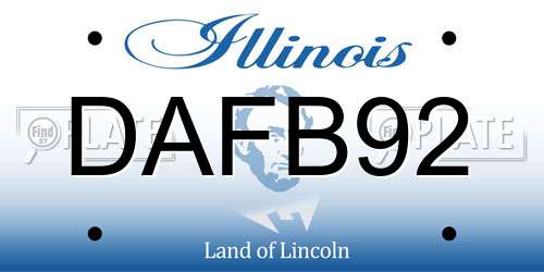 DAFB92 Illinois License Plate