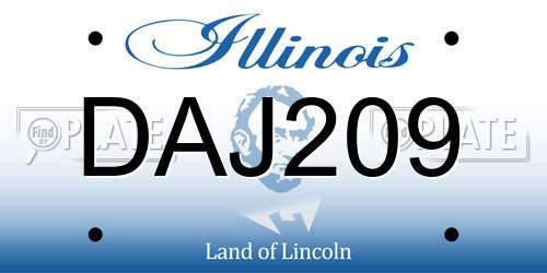 DAJ209 Illinois License Plate