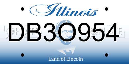 DB3O954 Illinois License Plate