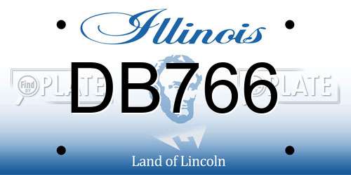 DB766 Illinois License Plate