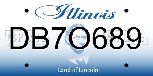 DB7O689 Illinois License Plate