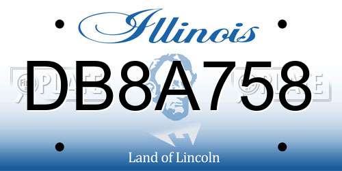 DB8A758 Illinois License Plate