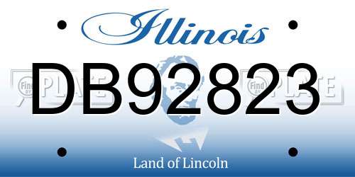DB92823 Illinois License Plate