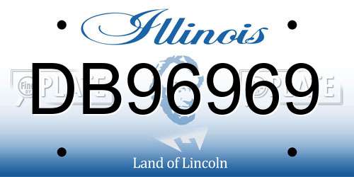 DB96969 Illinois License Plate