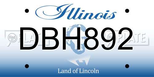 DBH892 Illinois License Plate