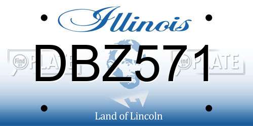 DBZ571 Illinois License Plate