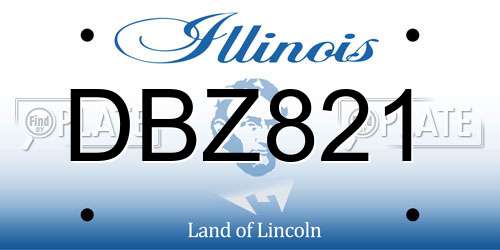 DBZ821 Illinois License Plate