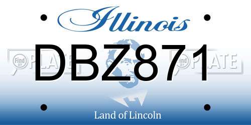 DBZ871 Illinois License Plate