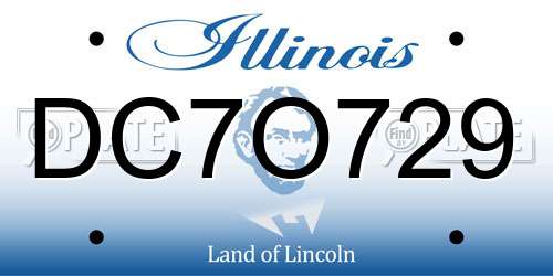 DC7O729 Illinois License Plate