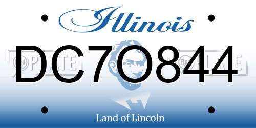 DC7O844 Illinois License Plate