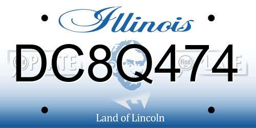 DC8Q474 Illinois License Plate