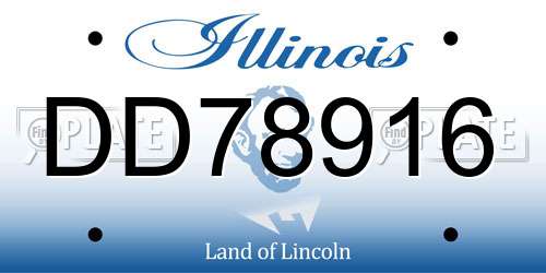 DD78916 Illinois License Plate