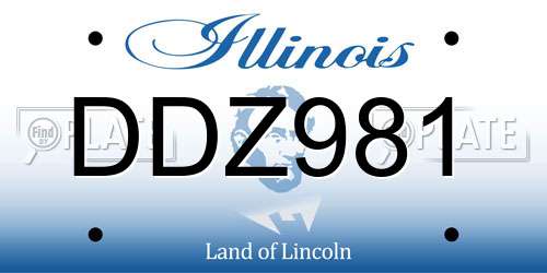 DDZ981 Illinois License Plate