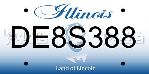DE8S388 Illinois License Plate