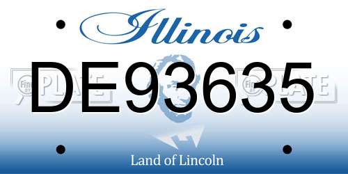 DE93635 Illinois License Plate