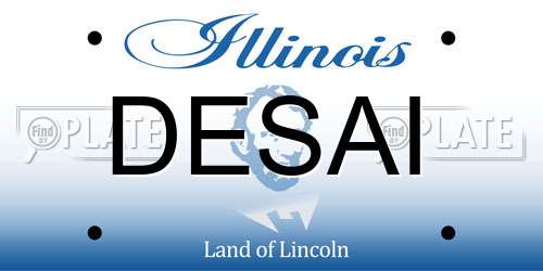 DESAI Illinois License Plate
