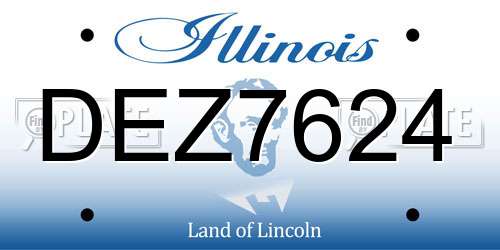 DEZ7624 Illinois License Plate