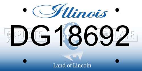DG18692 Illinois License Plate