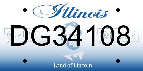 DG34108 Illinois License Plate