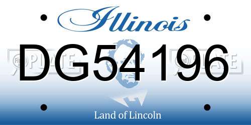 DG54196 Illinois License Plate