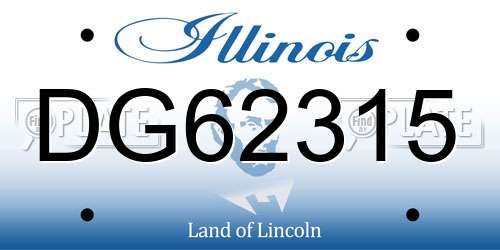 DG62315 Illinois License Plate
