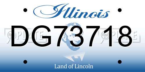 DG73718 Illinois License Plate