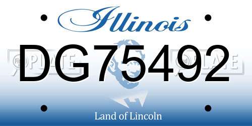 DG75492 Illinois License Plate