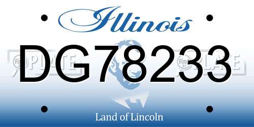 DG78233 Illinois License Plate