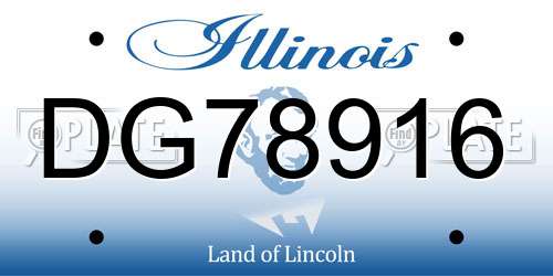 DG78916 Illinois License Plate