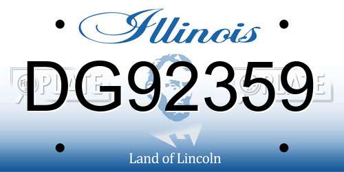 DG92359 Illinois License Plate