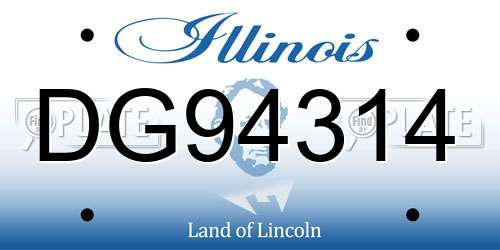 DG94314 Illinois License Plate